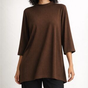 BRYN WALKER Adria Top in Brown Sz M Bamboo Organic Tunic Dolman Lagenlook USA